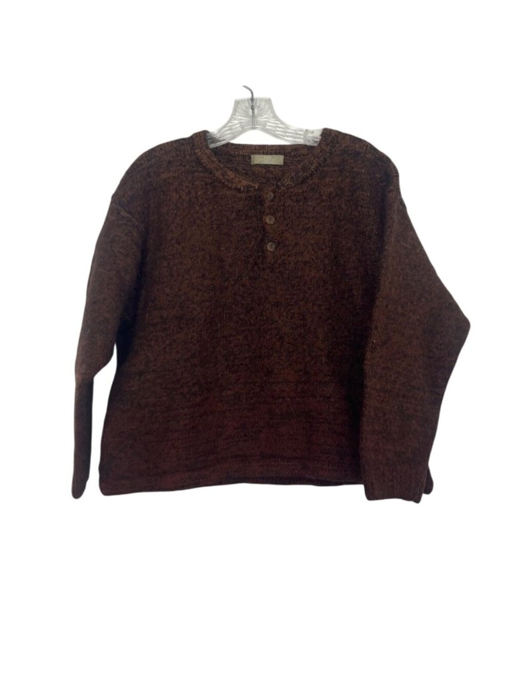 The Territory Ahead Henley Sweater Large Brown Alpaca Wool Blend Winter Warm